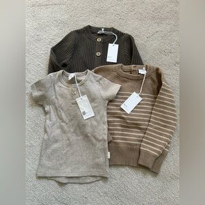 Jamie Kay Neutral Knit Kids Tops Set - Brown & Beige